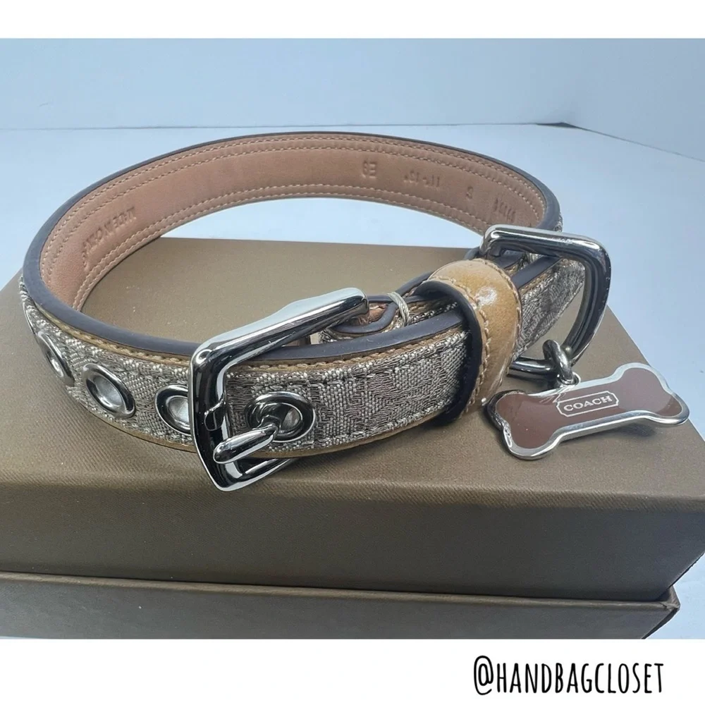Coach Signature Light Brown Tan Leather Vintage Size S  Small 11-13” Dog Collar